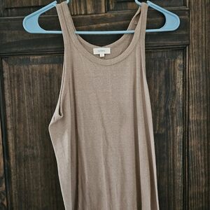 OZMA Taupe Ribbed Tank Top